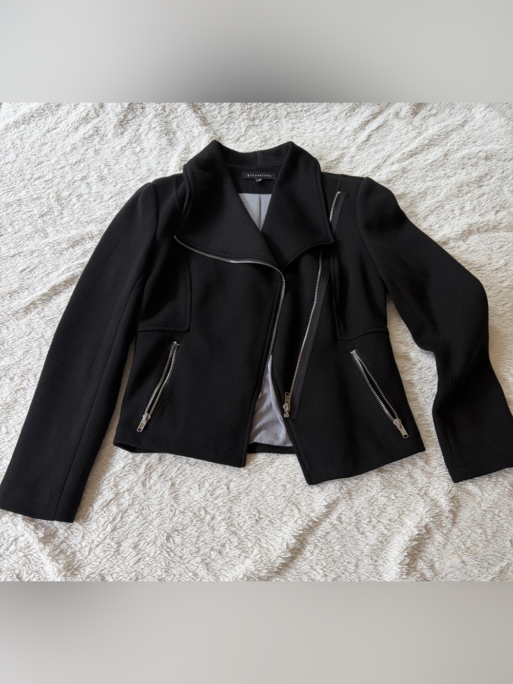 Gibsonlook Knit Black Asymmetrical Zip Jacket